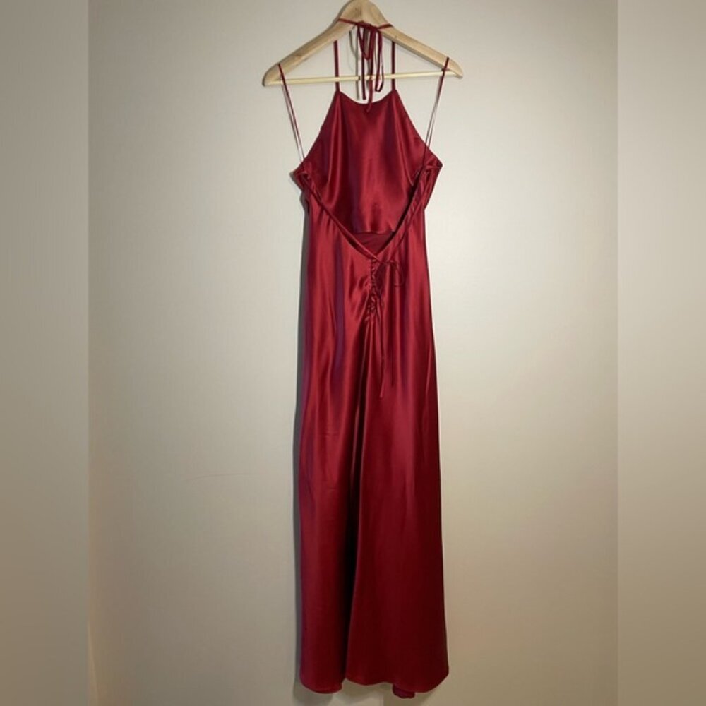 NEW Reformation Jeany Silk Long Dress Backless Formal Sangre Red | Size M - Picture 10 of 13